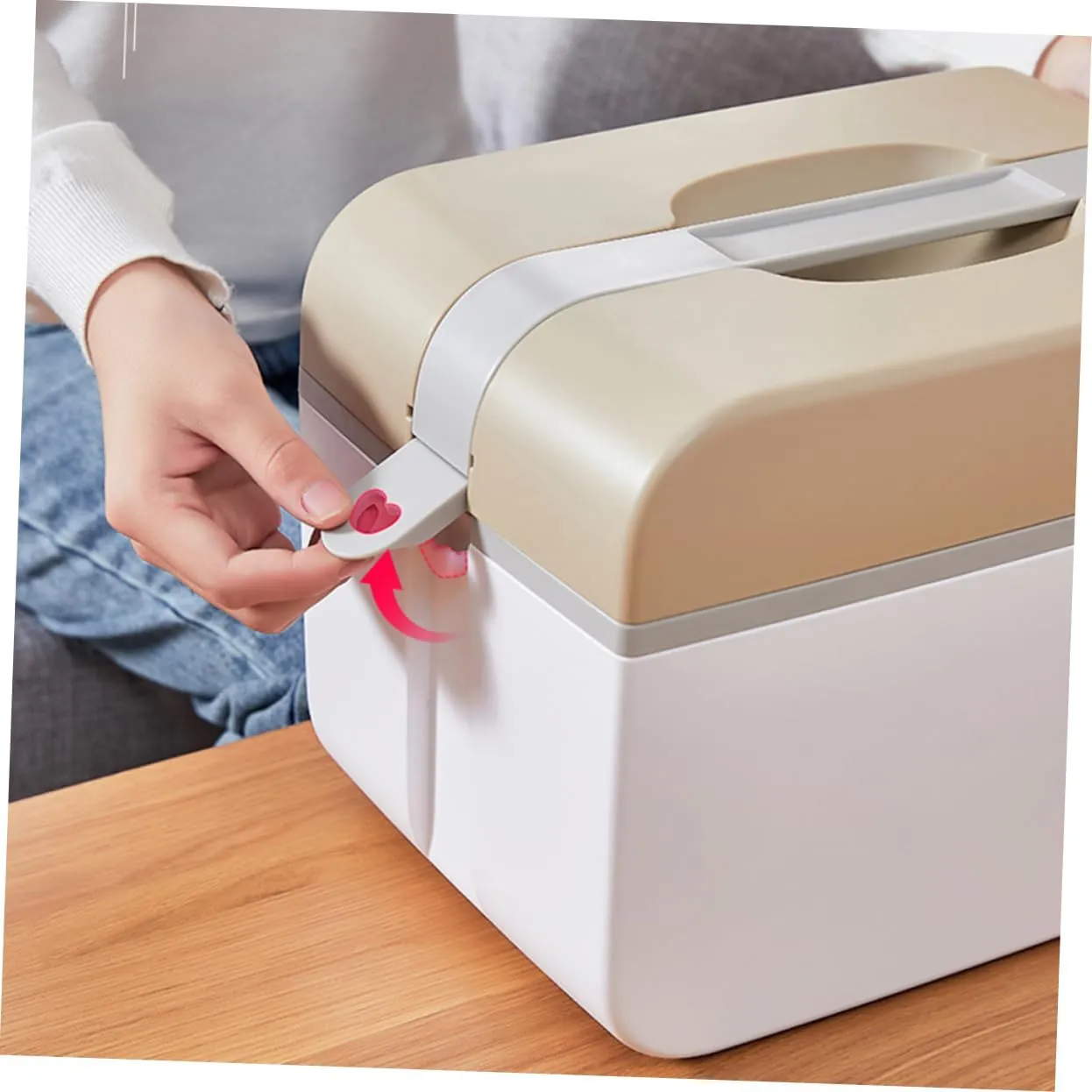 NOLITOY Double Layer Medicine Storage Box Portable First Aid Kit Lockable Medicine Organizer for All Settings