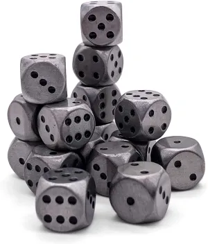 Norse Foundry Warpips Aged Mithiral Metal D6 Dice Set - 10-Piece 12mm Zinc Alloy Silver-Plated Dice with Black Numbering - Durable and Compact Wargaming Dice for RPG, DND, Tabletop Strategy Games