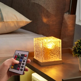 Northern Lights Projector, 16 Colors LED Aurora Projector with Remote Control, Rechargeable Dimmable Cube Wave Lamp, Battery Night Light Projector for Bedroom Kids Room Living Room