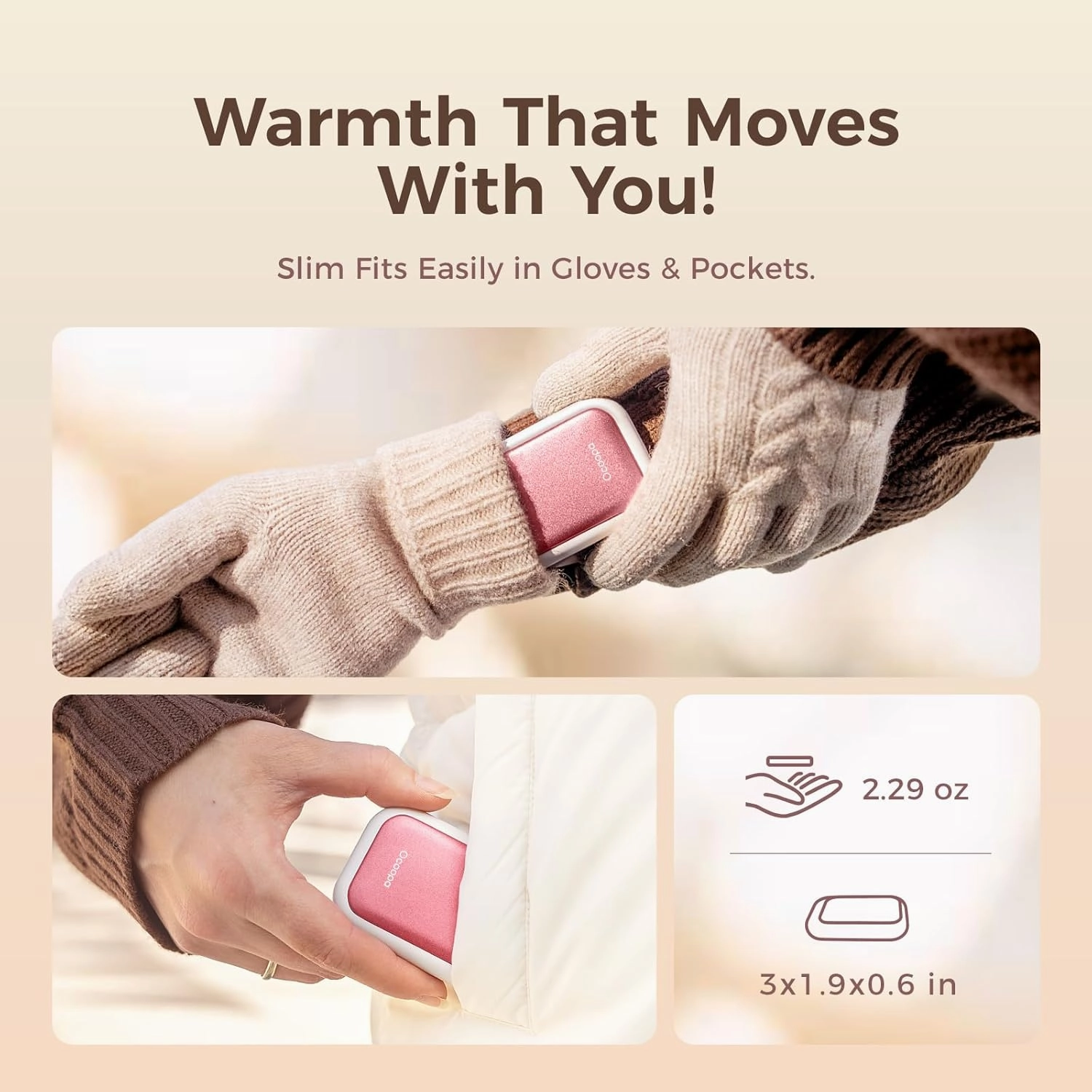 OCOOPA AI Magnetic Hand Warmers Rechargeable 2 Pack, 5000mAh Ultra-Thin Electric Glove Heater Handwarmer,UL Certified, Men Women Gifts for Christmas,Birthday,Winter Essentials,UT4 Young