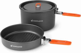 Odoland Bundle - 2 Items Camping Cookware Mess Kit and Portable 2 Burner Camping Stove