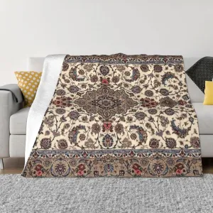Oriental Floral Persian 50"X40" Flannel Blanket - 100% Soft Polyester, Lightweight and Warm, Suitable for Families, Camping, Travel