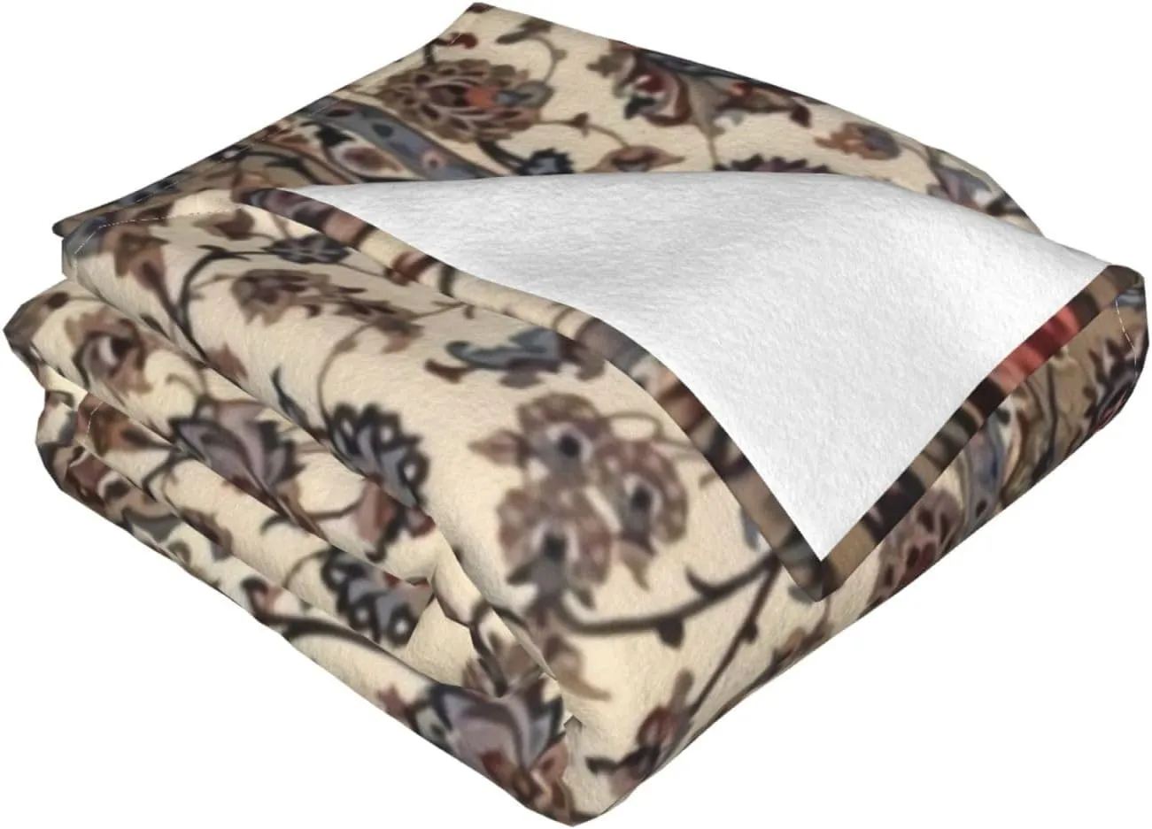 Oriental Floral Persian 50"X40" Flannel Blanket - 100% Soft Polyester, Lightweight and Warm, Suitable for Families, Camping, Travel