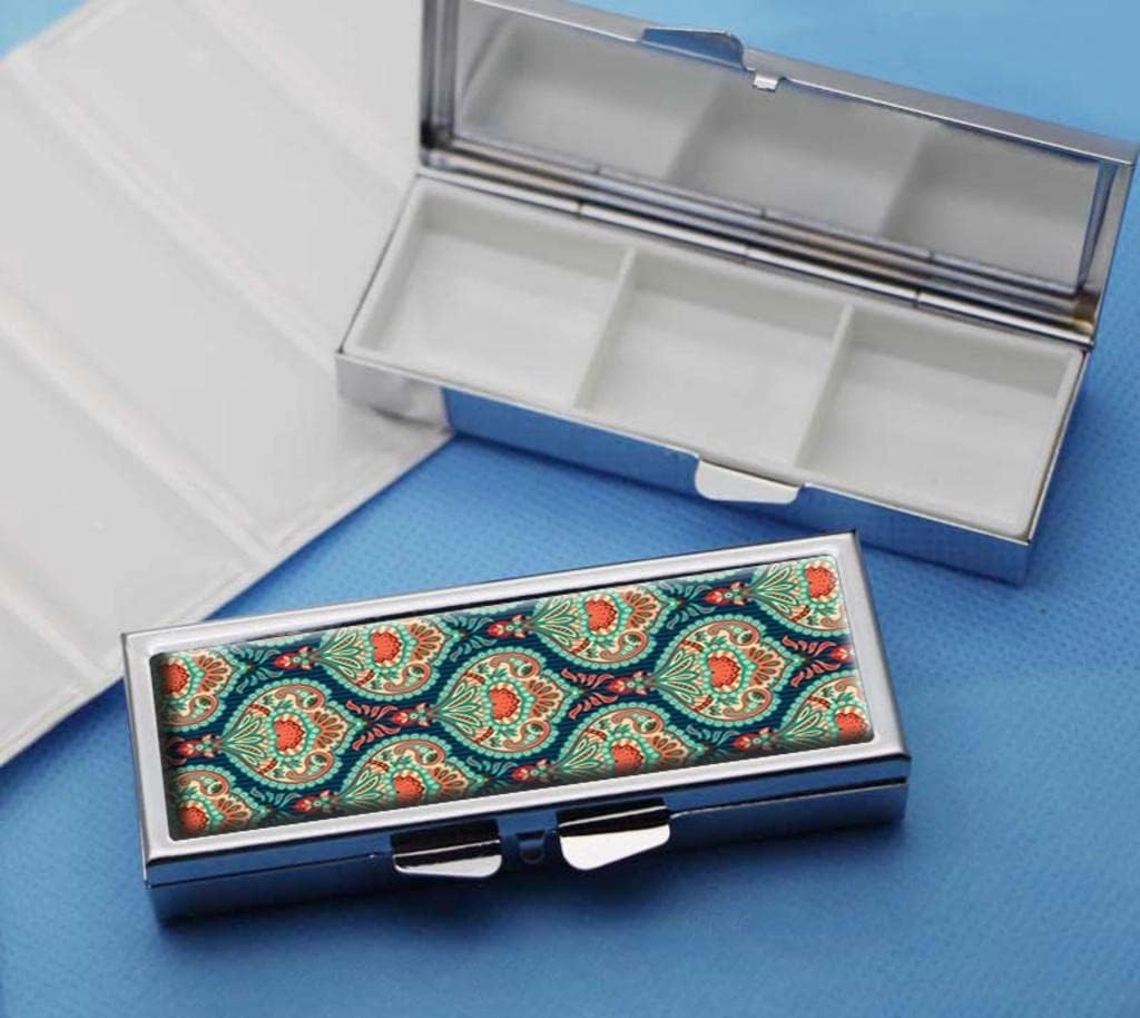Ornate Paisley Pill Box for Purse or Pocket Pill Case Decorative Boxes Gift Box Pill Organizer for Travel Pill Box