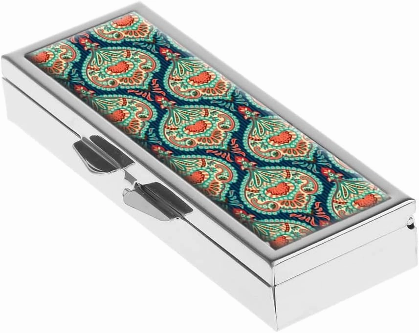 Ornate Paisley Pill Box for Purse or Pocket Pill Case Decorative Boxes Gift Box Pill Organizer for Travel Pill Box