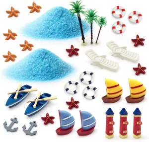 ornerx Miniature Fairy Garden Ornament Kit Summer Beach 34 Pcs