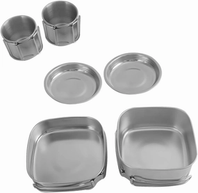 Outdoor Cooking Pan Camping Cookware Set Stainless Steel Portable Lightweight Folding Handles Camping Supplies