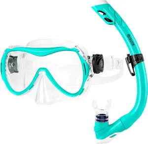OutdoorMaster Marlin Kids Snorkel Set, Adjustable Strap Dry Top Diving Mask, Anti-Fog Snorkeling Mask Gear, Kids Swimming Goggles for Boys and Girls, Age 6-14