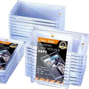 Outus 25 Pcs Magnetic Card Holders for Trading Cards 35 PT Clear Acrylic Card Holder Baseball Card Protectors Trading Card Sleeve for Baseball Football Sports Trading Card Storage and Display
