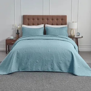 Oversized King Bedspreads 128x120 Lightweight Quilt Set for Extra Tall Wide King or Cal King Bed Includes 1 Quilt 2 Pillow Shams Blue