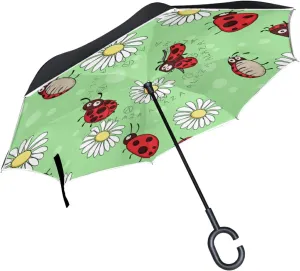 Oyihfvs Double Layer Inverted Umbrella, With C-Shaped Handle Windproof UV Proof Durable Parasol, For Men Women Outdoor Folding Rain Sun