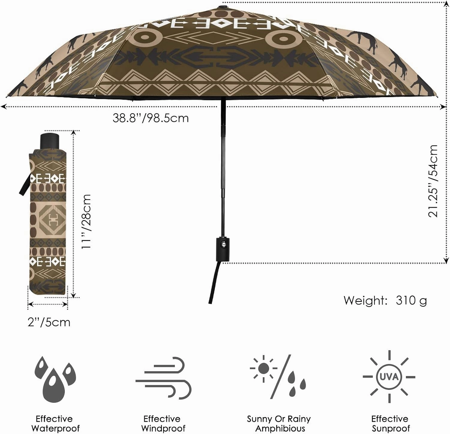 Oyihfvs Automatic Windproof Waterproof Umbrella, Folding Umbrella Reinforced Portable Compact UV Protection Sun rain Auto Open/Close