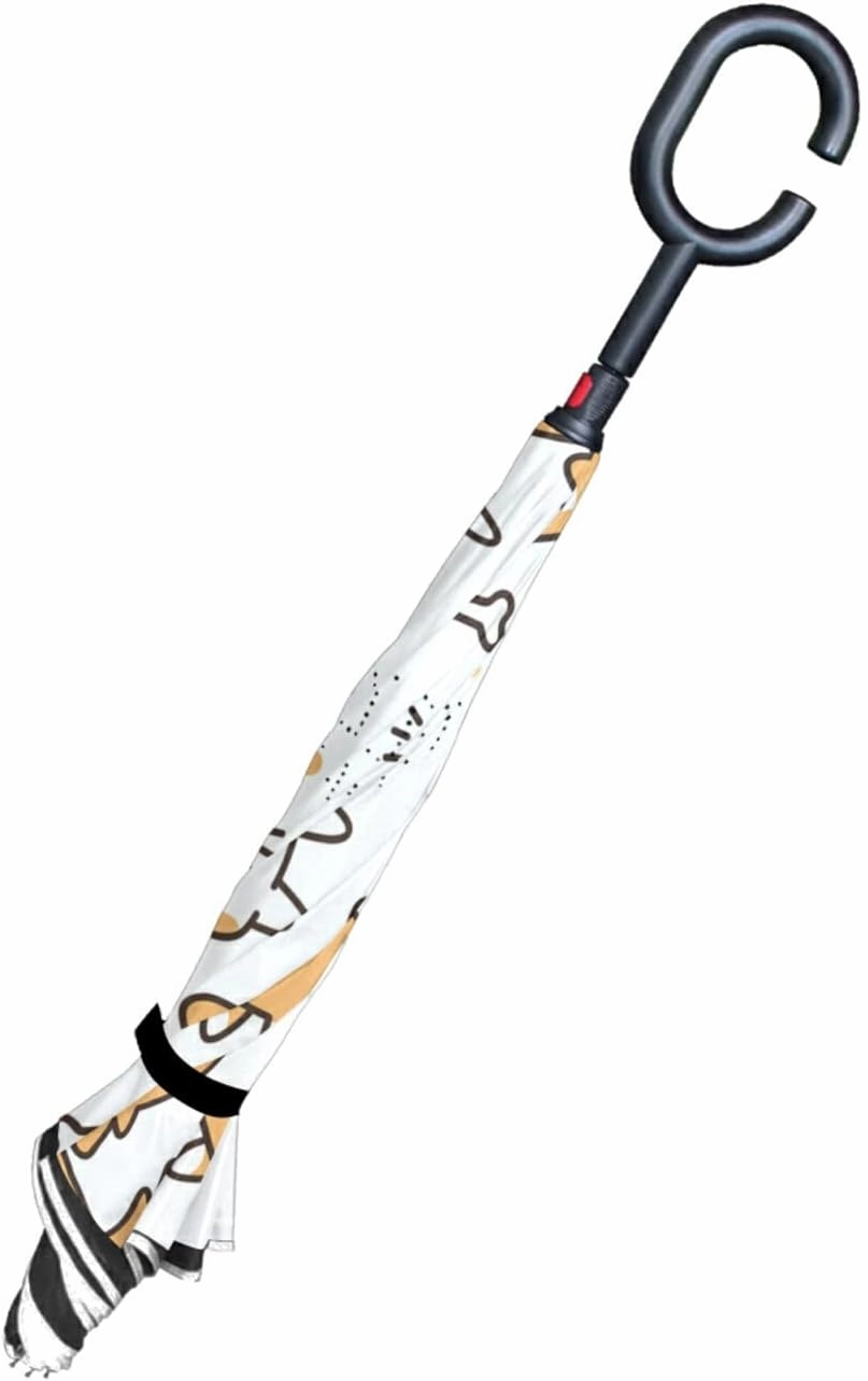 Oyihfvs Double Layer Inverted Umbrella, With C-Shaped Handle Windproof UV Proof Durable Parasol, For Men Women Outdoor Folding Rain Sun