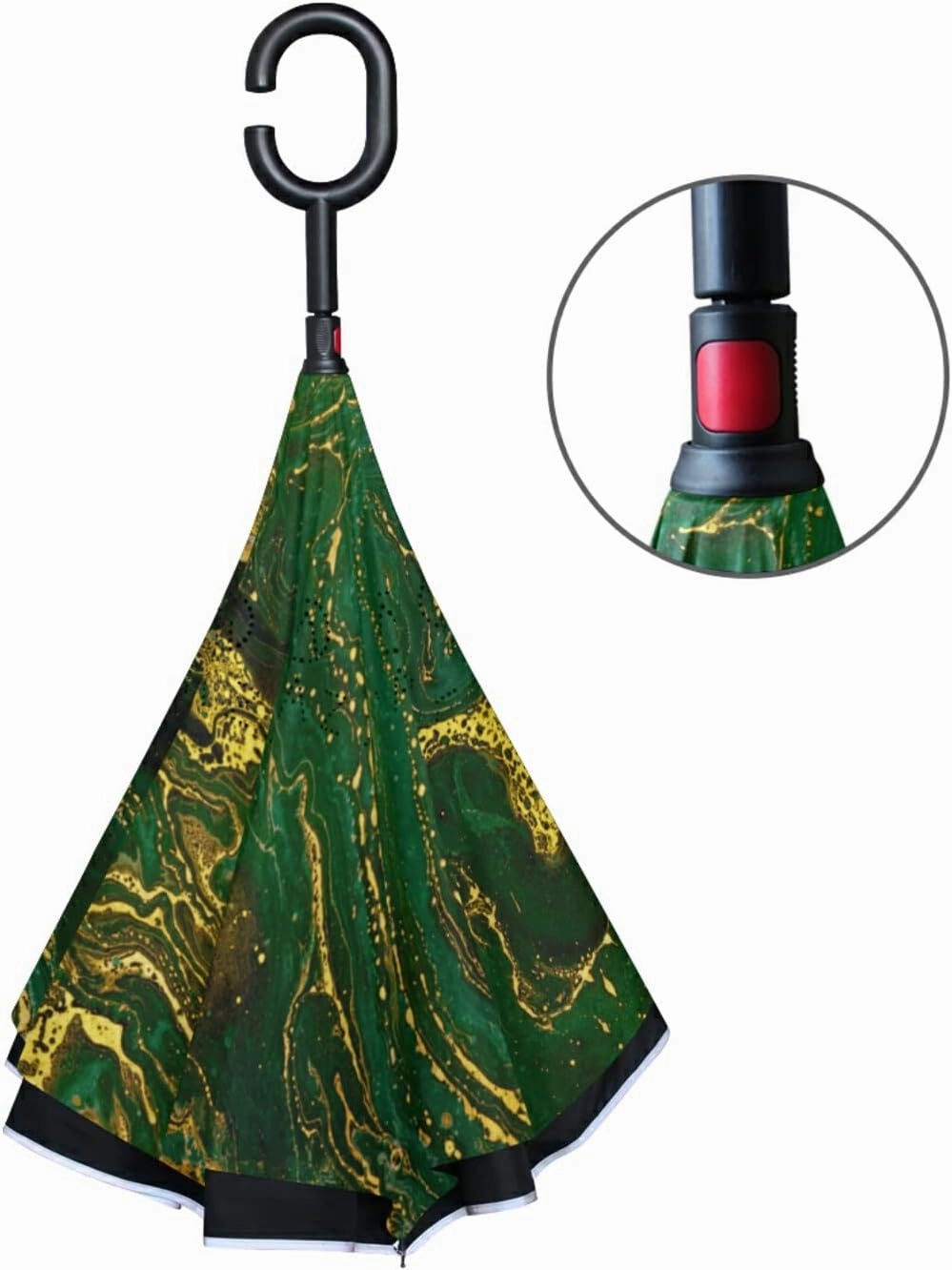 Oyihfvs Double Layer Inverted Umbrella, With C-Shaped Handle Windproof UV Proof Durable Parasol, For Men Women Outdoor Folding Rain Sun