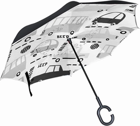 Oyihfvs Double Layer Inverted Umbrella, With C-Shaped Handle Windproof UV Proof Durable Parasol, For Men Women Outdoor Folding Rain Sun