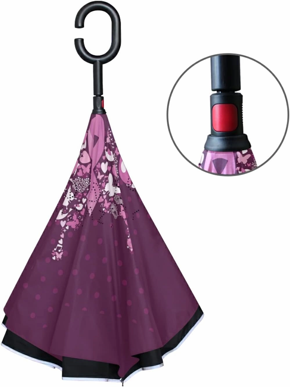 Oyihfvs Double Layer Inverted Umbrella, With C-Shaped Handle Windproof UV Proof Durable Parasol, For Men Women Outdoor Folding Rain Sun