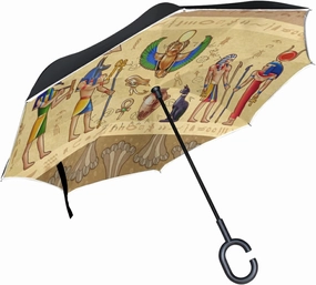 Oyihfvs Double Layer Inverted Umbrella, With C-Shaped Handle Windproof UV Proof Durable Parasol, For Men Women Outdoor Folding Rain Sun