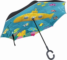 Oyihfvs Double Layer Inverted Umbrella, With C-Shaped Handle Windproof UV Proof Durable Parasol, For Men Women Outdoor Folding Rain Sun