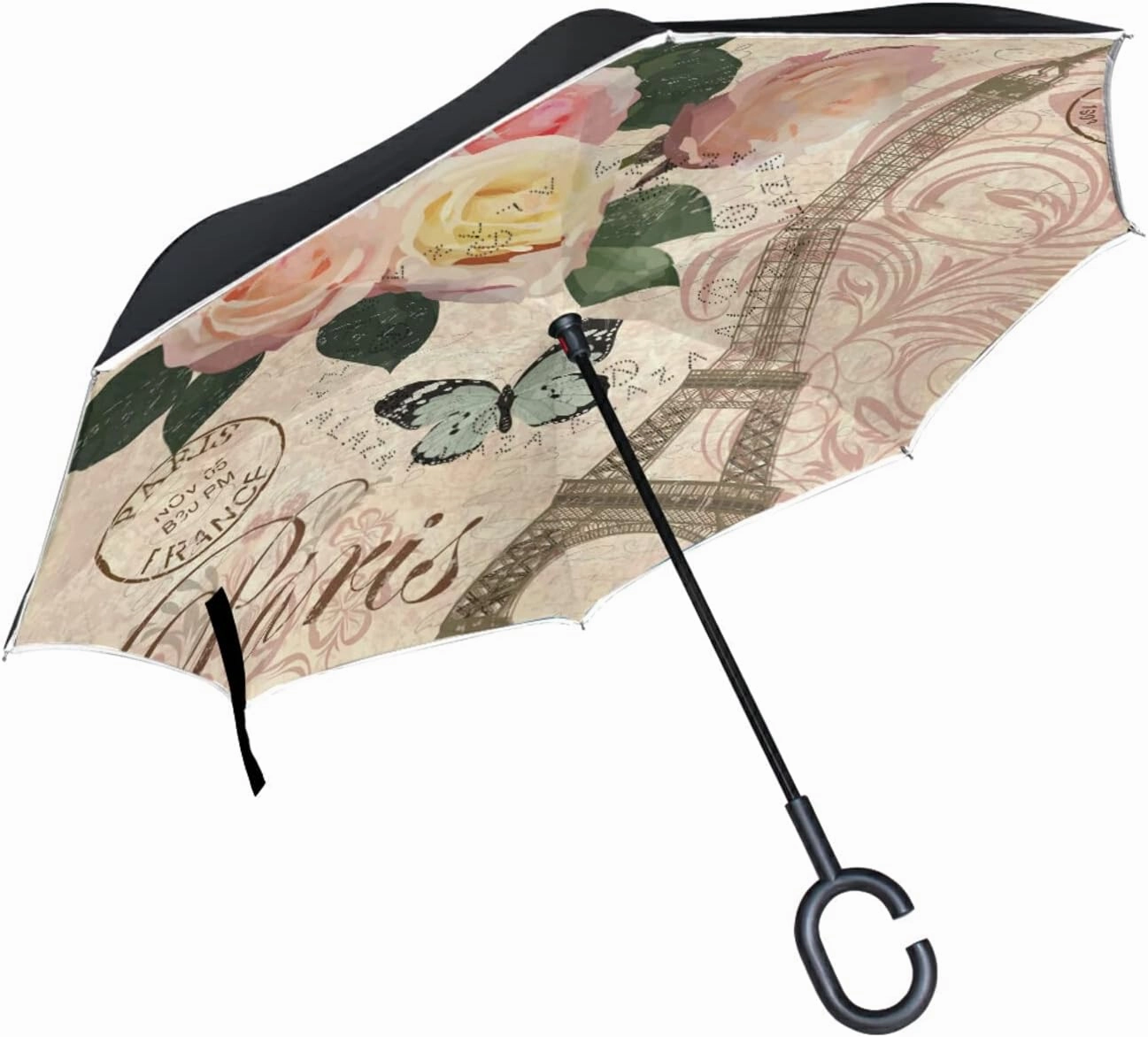 Oyihfvs Double Layer Inverted Umbrella, With C-Shaped Handle Windproof UV Proof Durable Parasol, For Men Women Outdoor Folding Rain Sun