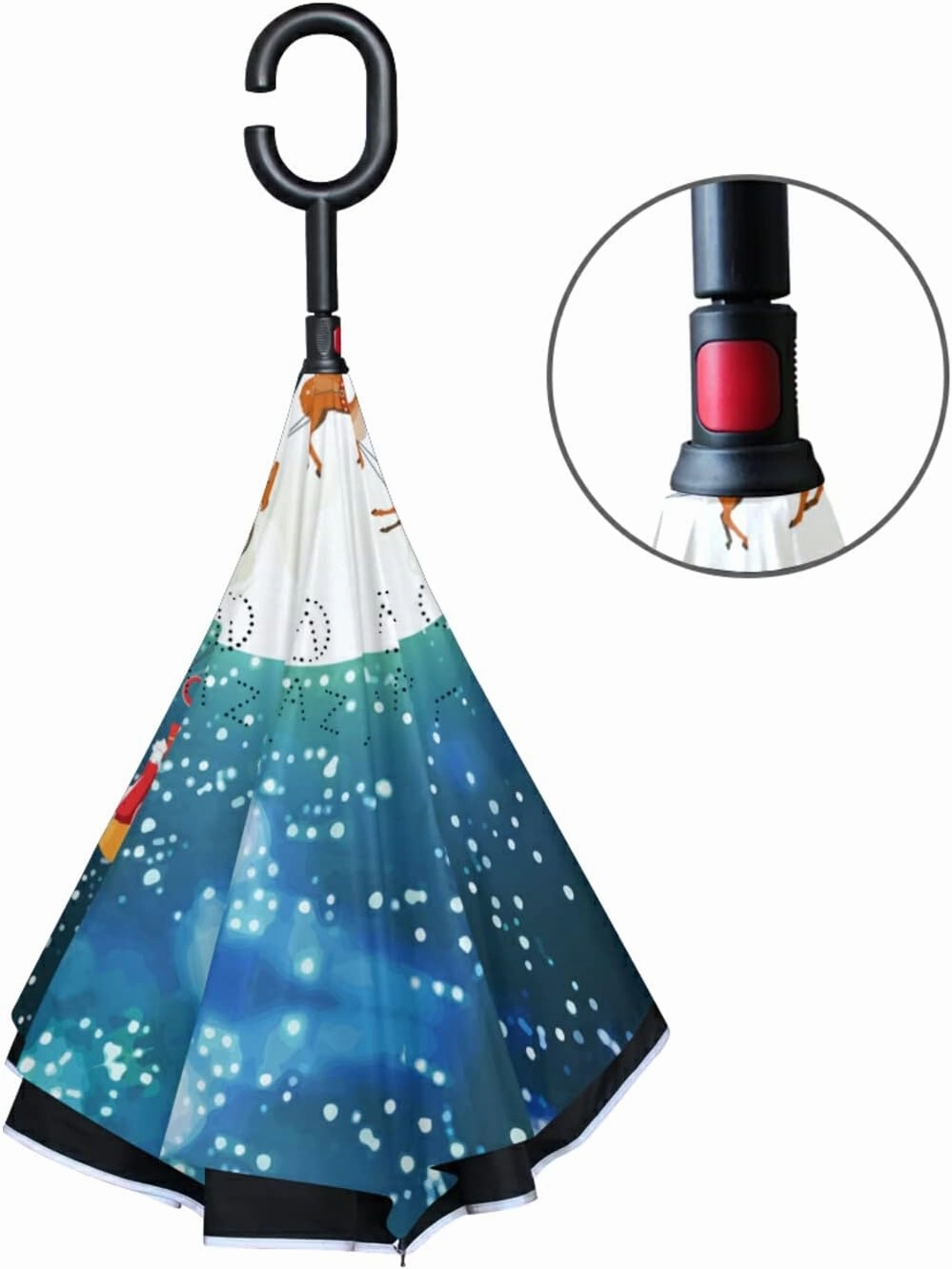 Oyihfvs Double Layer Inverted Umbrella, With C-Shaped Handle Windproof UV Proof Durable Parasol, For Men Women Outdoor Folding Rain Sun