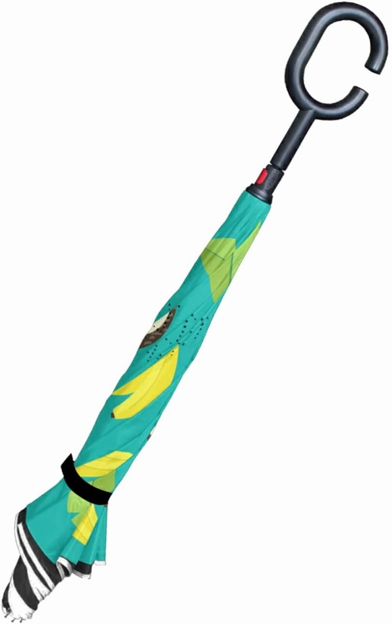 Oyihfvs Double Layer Inverted Umbrella, With C-Shaped Handle Windproof UV Proof Durable Parasol, For Men Women Outdoor Folding Rain Sun