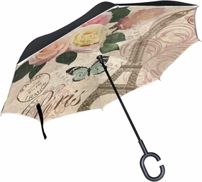 Oyihfvs Double Layer Inverted Umbrella, With C-Shaped Handle Windproof UV Proof Durable Parasol, For Men Women Outdoor Folding Rain Sun