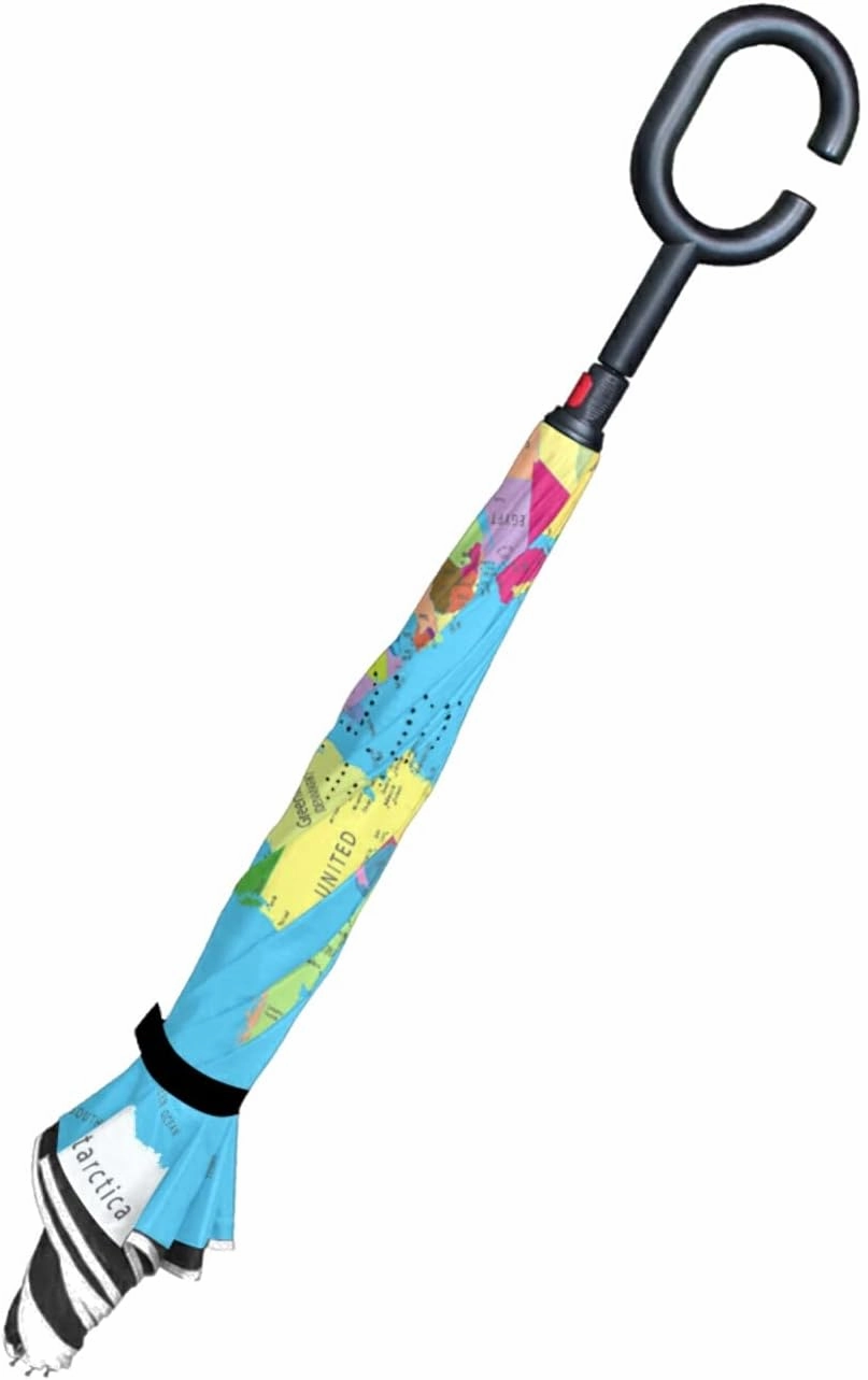 Oyihfvs Double Layer Inverted Umbrella, With C-Shaped Handle Windproof UV Proof Durable Parasol, For Men Women Outdoor Folding Rain Sun