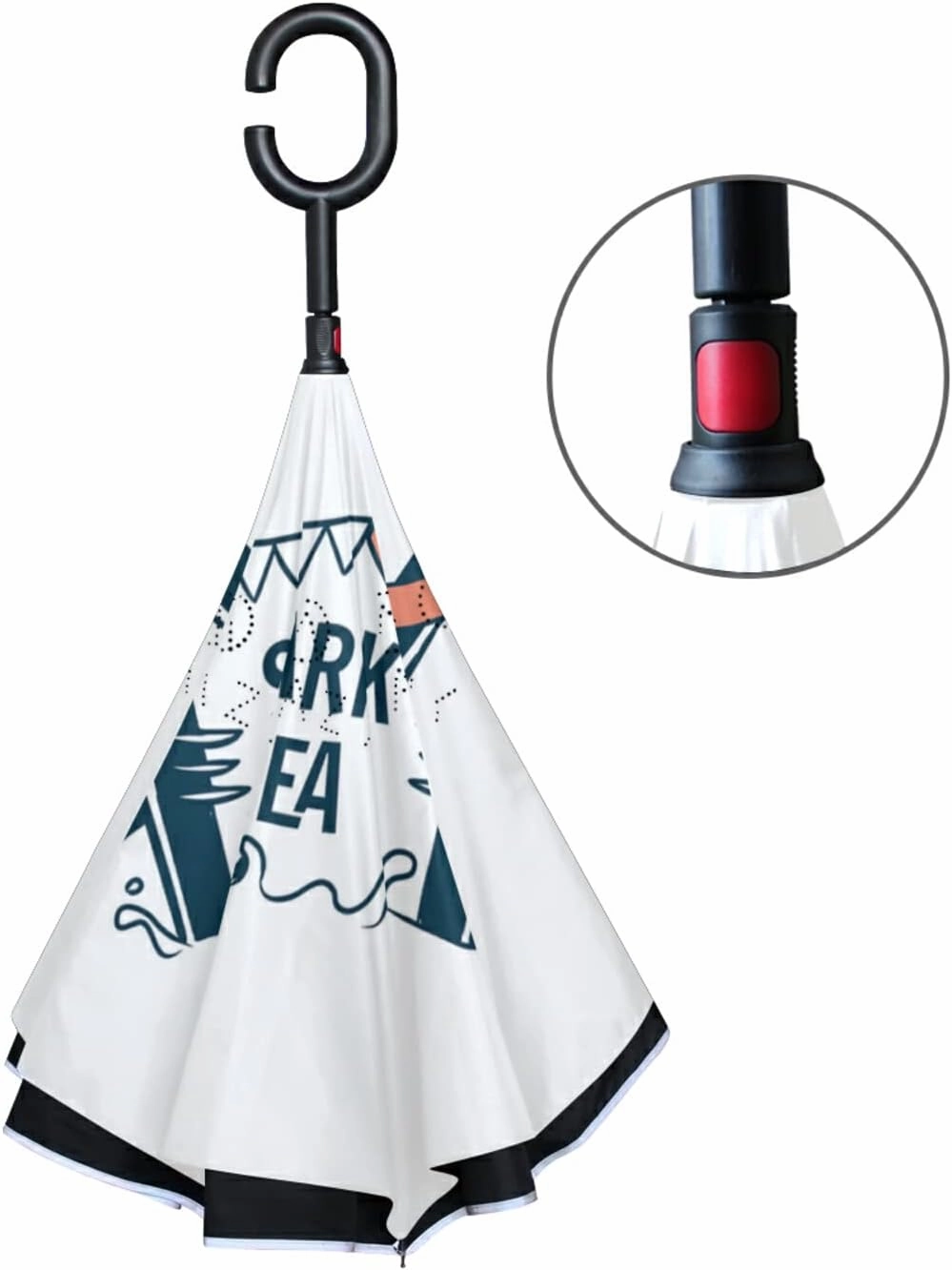 Oyihfvs Double Layer Inverted Umbrella, With C-Shaped Handle Windproof UV Proof Durable Parasol, For Men Women Outdoor Folding Rain Sun