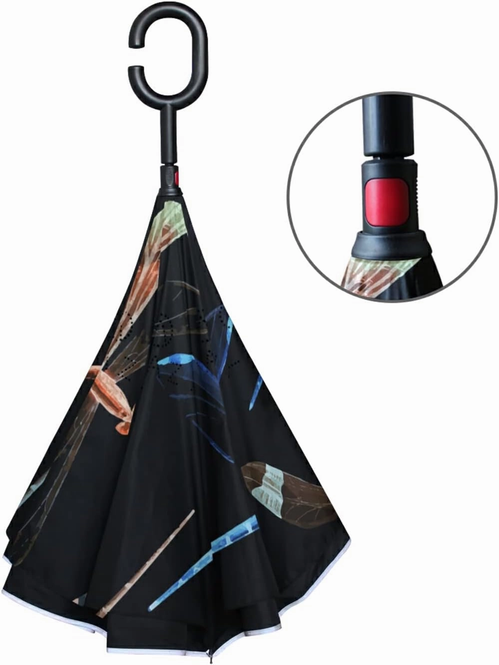 Oyihfvs Double Layer Inverted Umbrella, With C-Shaped Handle Windproof UV Proof Durable Parasol, For Men Women Outdoor Folding Rain Sun
