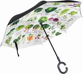 Oyihfvs Double Layer Inverted Umbrella, With C-Shaped Handle Windproof UV Proof Durable Parasol, For Men Women Outdoor Folding Rain Sun