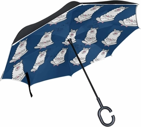 Oyihfvs Double Layer Inverted Umbrella, With C-Shaped Handle Windproof UV Proof Durable Parasol, For Men Women Outdoor Folding Rain Sun