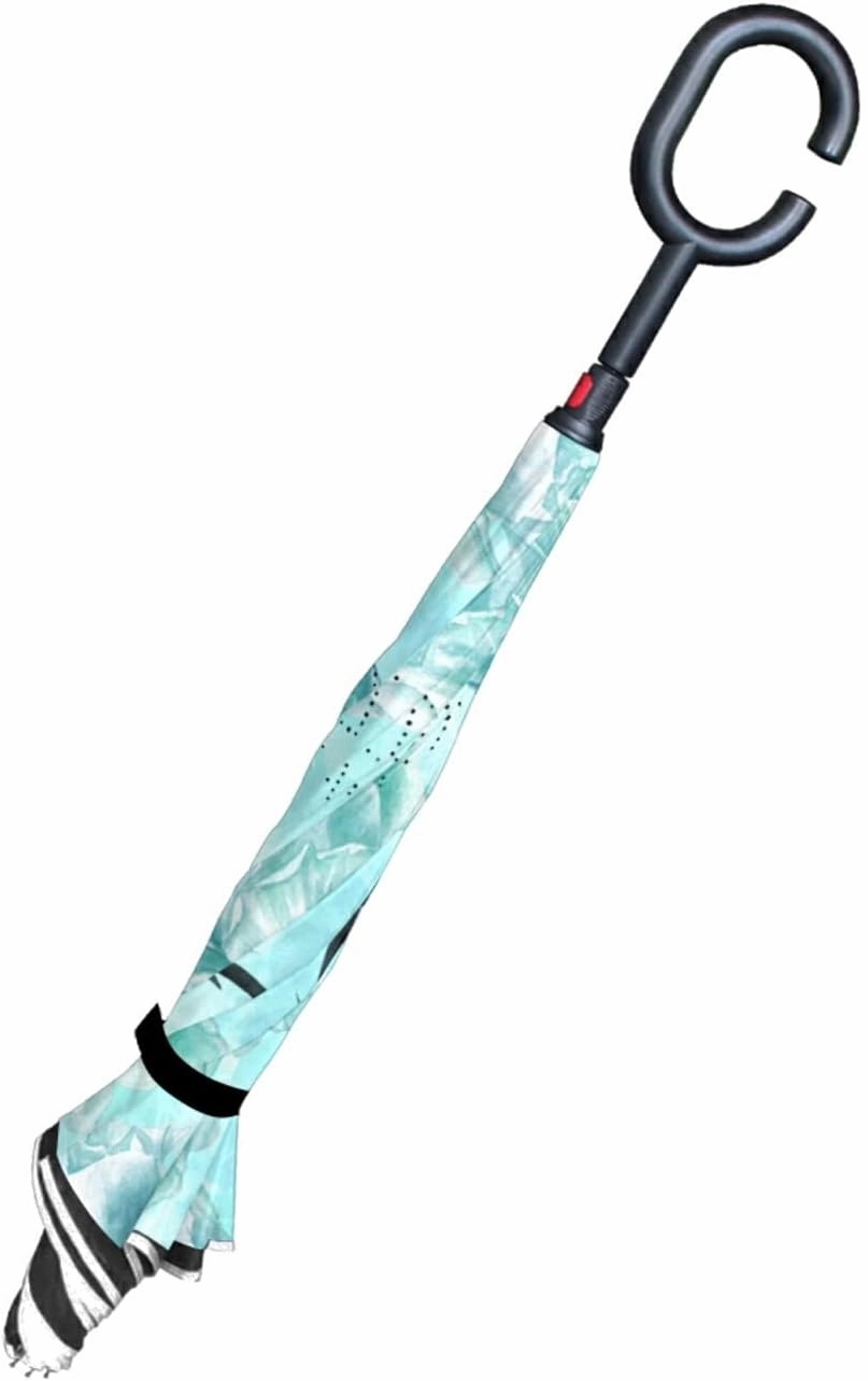 Oyihfvs Double Layer Inverted Umbrella, With C-Shaped Handle Windproof UV Proof Durable Parasol, For Men Women Outdoor Folding Rain Sun