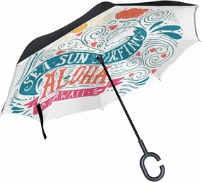 Oyihfvs Double Layer Inverted Umbrella, With C-Shaped Handle Windproof UV Proof Durable Parasol, For Men Women Outdoor Folding Rain Sun
