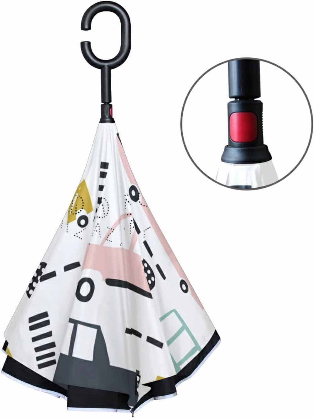 Oyihfvs Double Layer Inverted Umbrella, With C-Shaped Handle Windproof UV Proof Durable Parasol, For Men Women Outdoor Folding Rain Sun