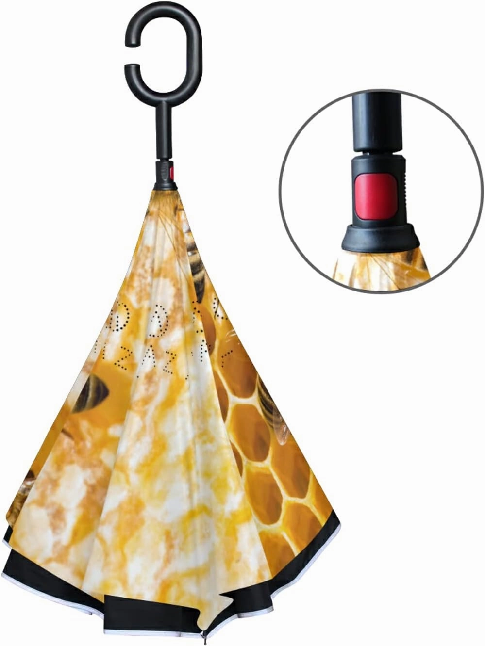 Oyihfvs Double Layer Inverted Umbrella, With C-Shaped Handle Windproof UV Proof Durable Parasol, For Men Women Outdoor Folding Rain Sun