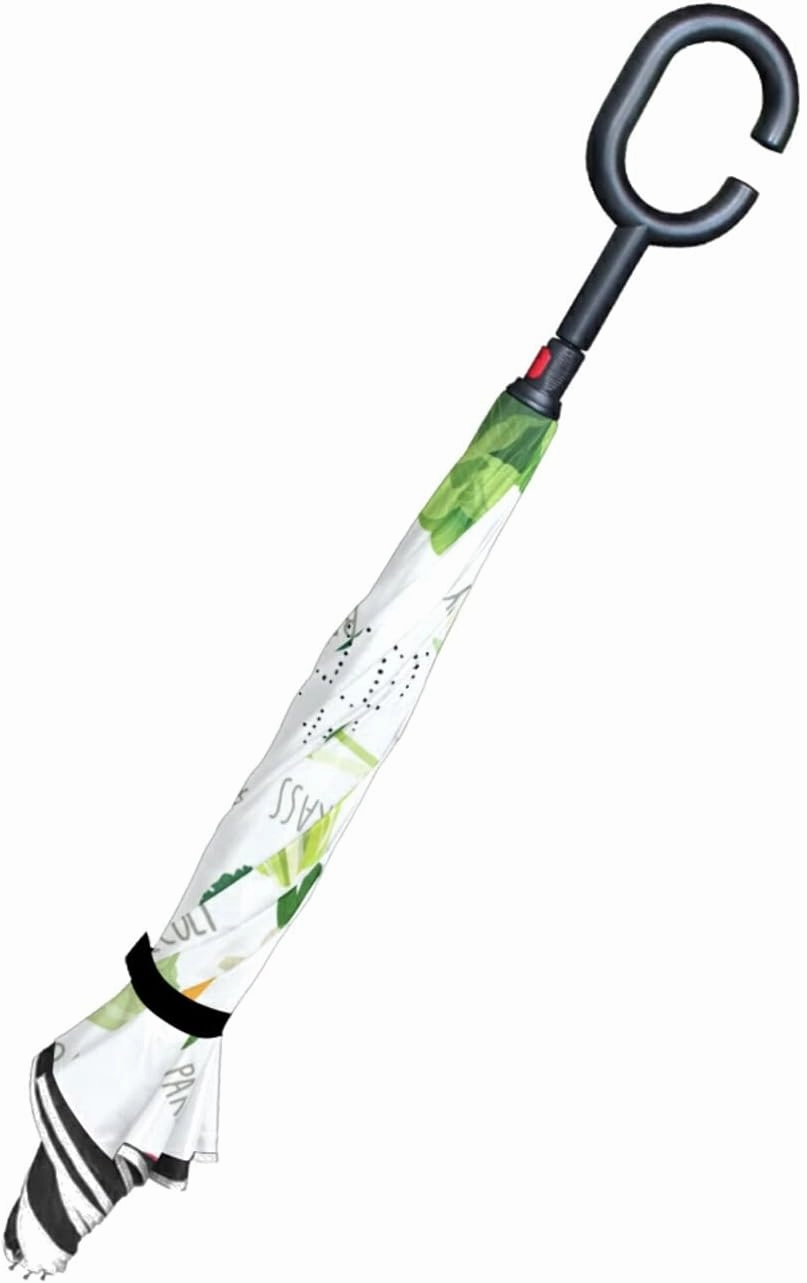 Oyihfvs Double Layer Inverted Umbrella, With C-Shaped Handle Windproof UV Proof Durable Parasol, For Men Women Outdoor Folding Rain Sun