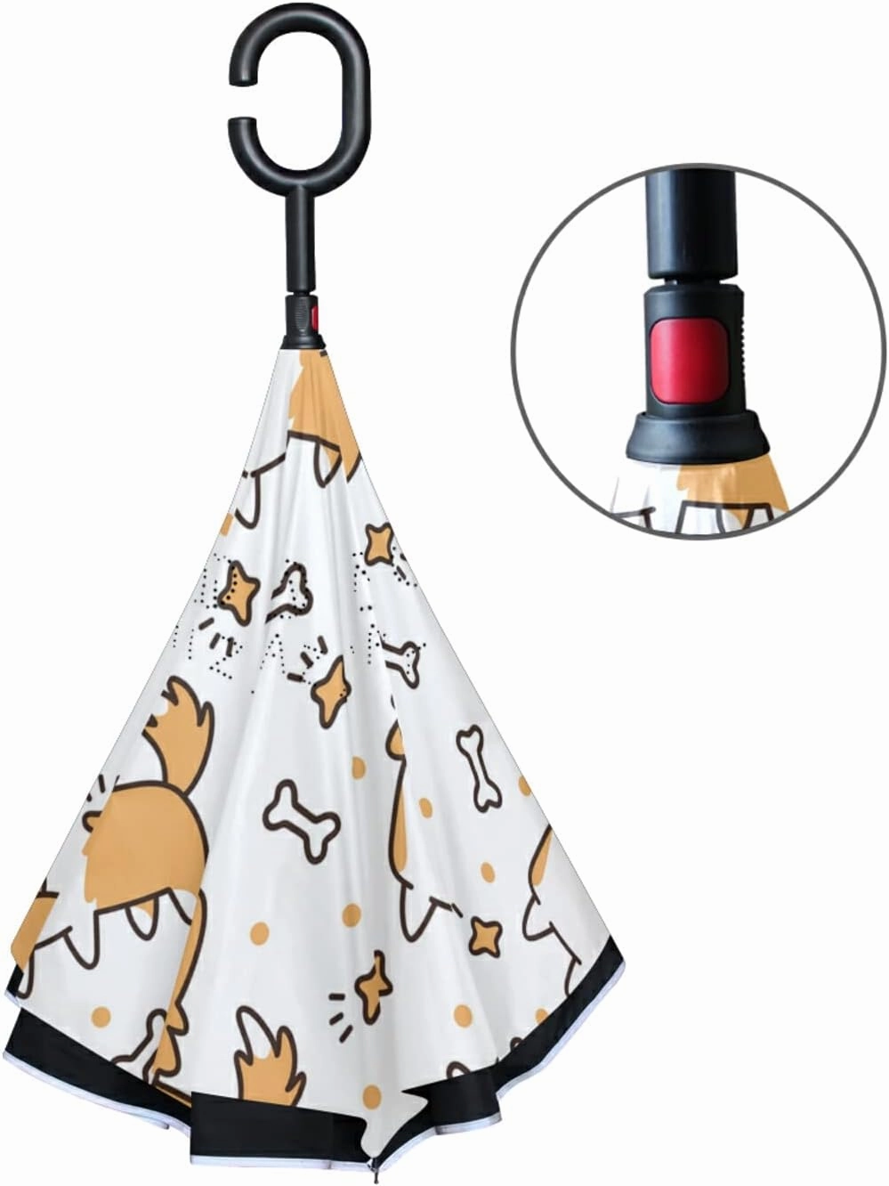 Oyihfvs Double Layer Inverted Umbrella, With C-Shaped Handle Windproof UV Proof Durable Parasol, For Men Women Outdoor Folding Rain Sun