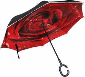 Oyihfvs Double Layer Inverted Umbrella, With C-Shaped Handle Windproof UV Proof Durable Parasol, For Men Women Outdoor Folding Rain Sun