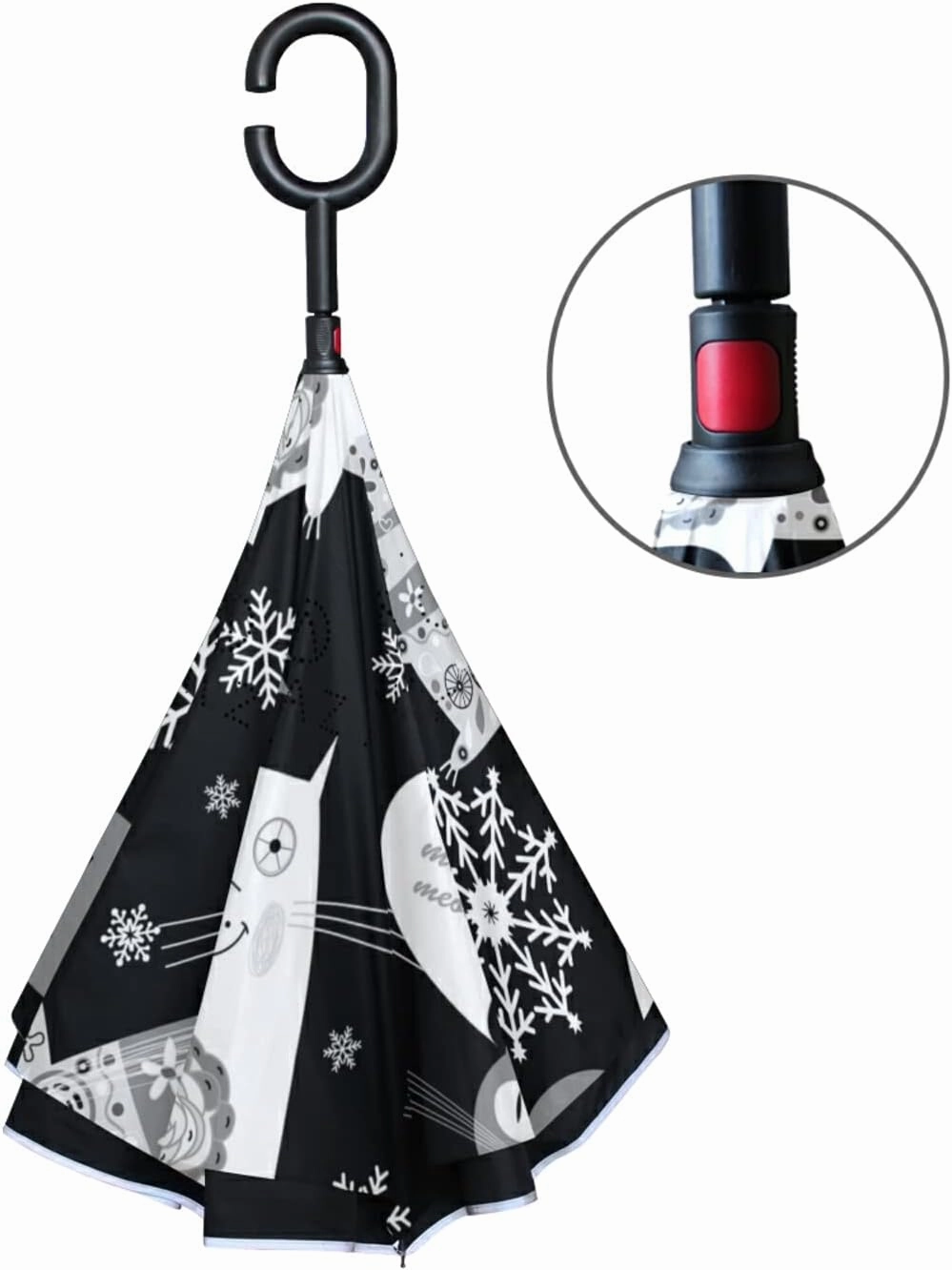 Oyihfvs Double Layer Inverted Umbrella, With C-Shaped Handle Windproof UV Proof Durable Parasol, For Men Women Outdoor Folding Rain Sun