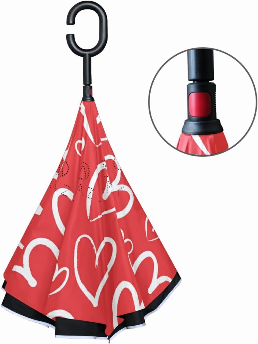 Oyihfvs Double Layer Inverted Umbrella, With C-Shaped Handle Windproof UV Proof Durable Parasol, For Men Women Outdoor Folding Rain Sun