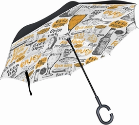 Oyihfvs Double Layer Inverted Umbrella, With C-Shaped Handle Windproof UV Proof Durable Parasol, For Men Women Outdoor Folding Rain Sun