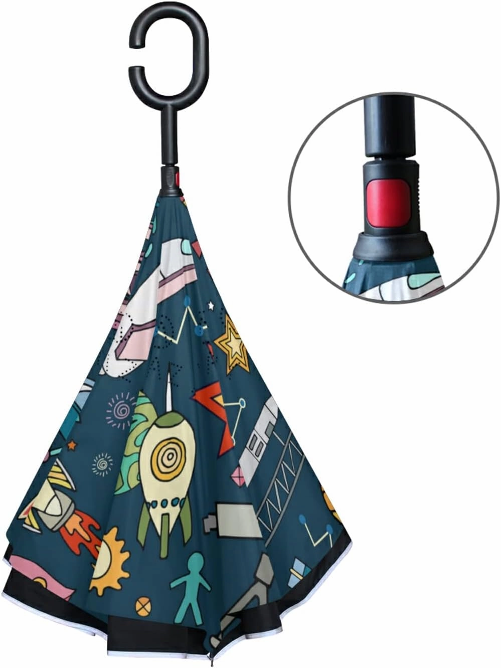 Oyihfvs Double Layer Inverted Umbrella, With C-Shaped Handle Windproof UV Proof Durable Parasol, For Men Women Outdoor Folding Rain Sun