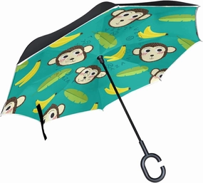 Oyihfvs Double Layer Inverted Umbrella, With C-Shaped Handle Windproof UV Proof Durable Parasol, For Men Women Outdoor Folding Rain Sun