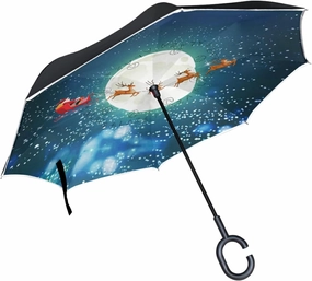 Oyihfvs Double Layer Inverted Umbrella, With C-Shaped Handle Windproof UV Proof Durable Parasol, For Men Women Outdoor Folding Rain Sun