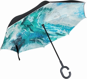 Oyihfvs Double Layer Inverted Umbrella, With C-Shaped Handle Windproof UV Proof Durable Parasol, For Men Women Outdoor Folding Rain Sun