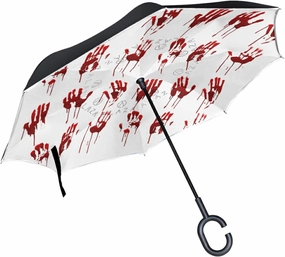 Oyihfvs Double Layer Inverted Umbrella, With C-Shaped Handle Windproof UV Proof Durable Parasol, For Men Women Outdoor Folding Rain Sun