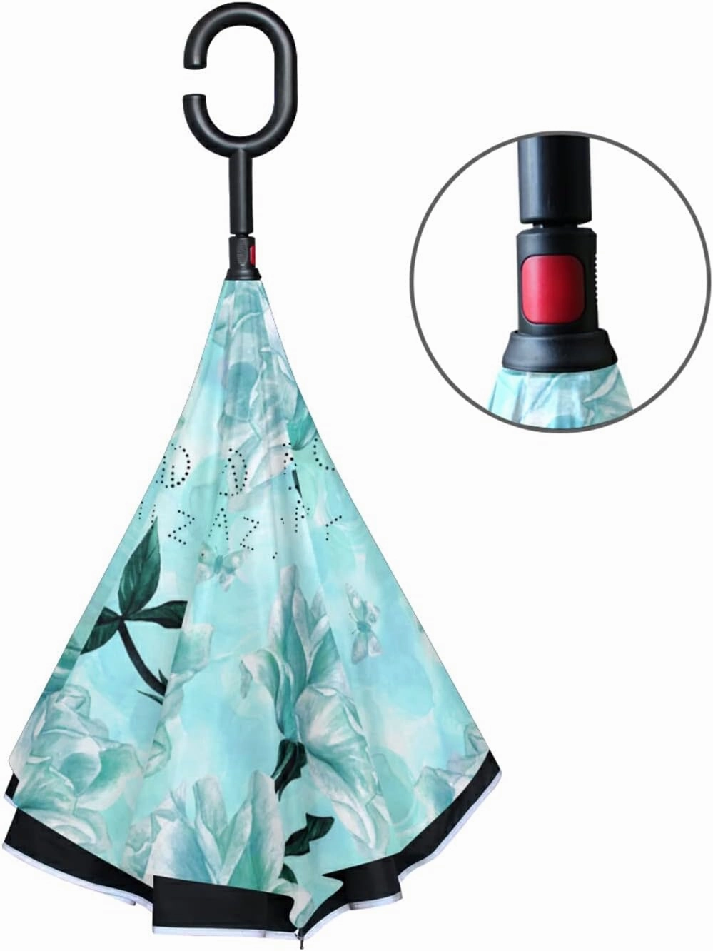 Oyihfvs Double Layer Inverted Umbrella, With C-Shaped Handle Windproof UV Proof Durable Parasol, For Men Women Outdoor Folding Rain Sun