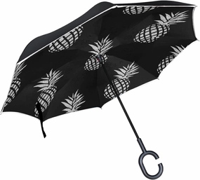 Oyihfvs Double Layer Inverted Umbrella, With C-Shaped Handle Windproof UV Proof Durable Parasol, For Men Women Outdoor Folding Rain Sun