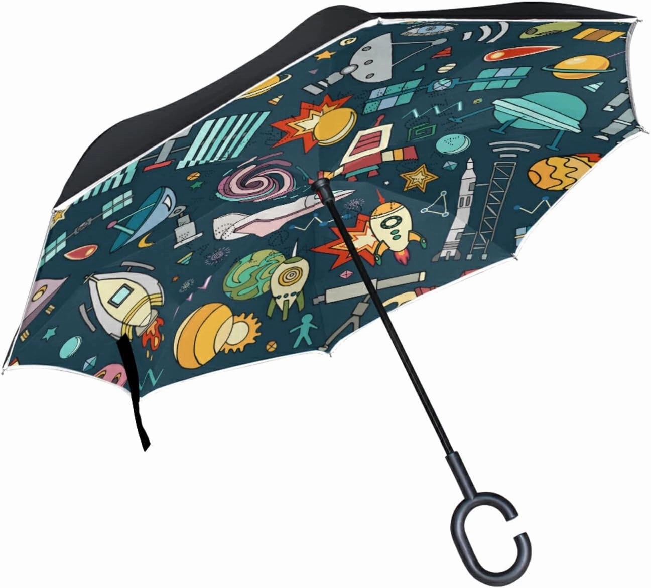 Oyihfvs Double Layer Inverted Umbrella, With C-Shaped Handle Windproof UV Proof Durable Parasol, For Men Women Outdoor Folding Rain Sun