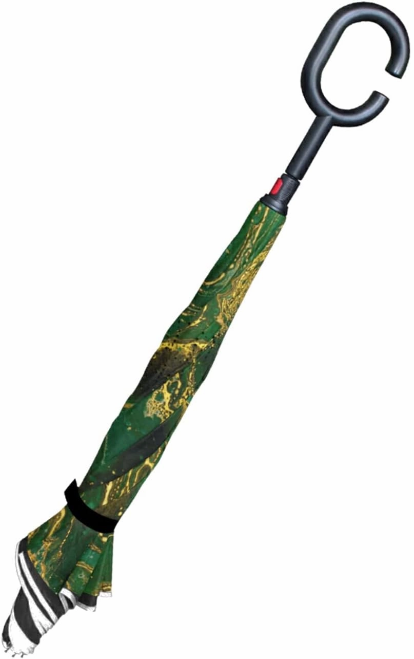 Oyihfvs Double Layer Inverted Umbrella, With C-Shaped Handle Windproof UV Proof Durable Parasol, For Men Women Outdoor Folding Rain Sun